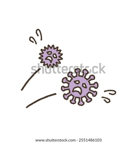 Hand drawn vector illustration of virus running away