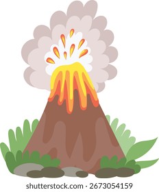 ilustração de vetor desenhado à mão de vulcão, estilo de desenho infantil
