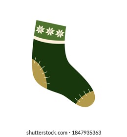 Ilustración vectorial de mano de calcetín de lana de invierno caliente al estilo escandinavo. Elementos de diseño de moda para ropa de invierno.