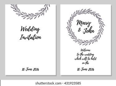 Hand drawn vector illustration - Wedding invitation card with floral elements. Perfect for invitations, greeting cards, quotes, blogs, posters and more.
