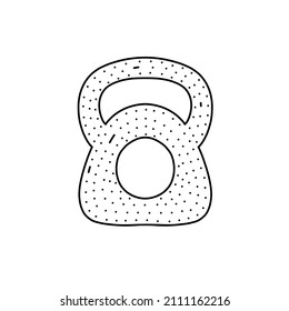 Hand drawn vector illustration of a weight. Cute illustration of sport equipment icon on a white background.