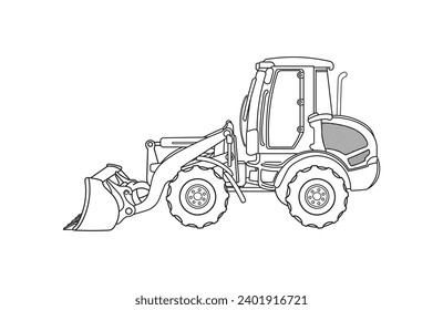 Hand drawn Vector illustration wheel loader icon Isolated on White Background