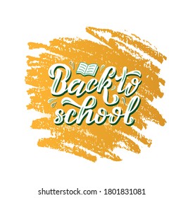 Handgezeichnete Vektorgrafik mit weißer Schrift auf Farbhintergrund Zurück zur Schule für Poster, Ankündigung, Bildungsdienst, Feiern, Werbung, Info-Nachricht, Website, Banner, Vorlage