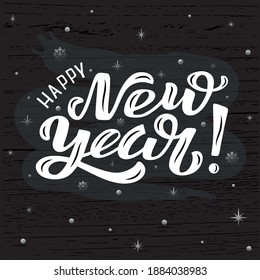 Ilustración vectorial dibujada a mano con la cita "¡Feliz Año Nuevo!" para invitación, publicidad, afiche o plantilla