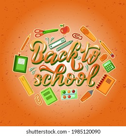Handgezeichnete Vektorgrafik mit dem Buchstaben "Zurück zur Schule" für Poster, Ankündigung, Werbung oder Vorlage