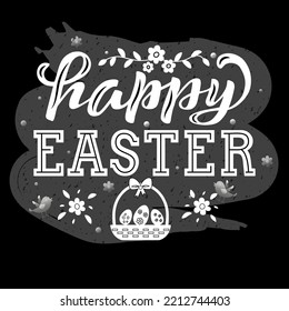 Ilustración vectorial dibujada a mano con el texto "Feliz Pascua" para tarjeta de saludo, publicidad, etiqueta o decoración