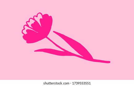Hand drawn vector illustration of wildflowers. Doodle floral element. Spring and summer symbol. Contour otline drawing of simple black twig