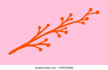 Hand drawn vector illustration of wildflowers. Doodle floral element. Spring and summer symbol. Contour otline drawing of simple black twig