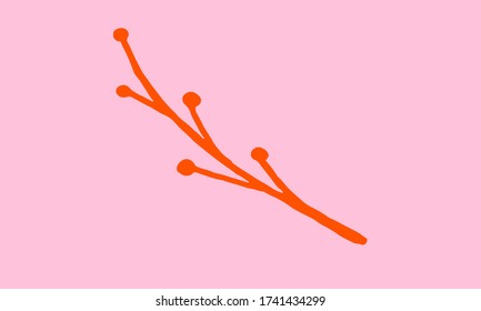 Hand drawn vector illustration of wildflowers. Doodle floral element. Spring and summer symbol. Contour otline drawing of simple black twig