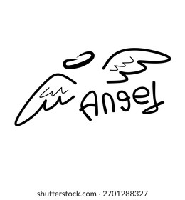 Hand drawn vector illustration of wings.