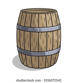 Hand Drawn Vector Illustration Of Wooden Barrel