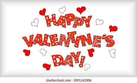 Hand drawn vector illustration with word love for Happy Valentine's Day.Cartoon style. Vector illustration. Good for greeting card, banner, invitation, sticker, background.