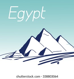 Hand Drawn Vector Illustration. World Famous Landmark Series: Egypt, Cairo, Pyramids