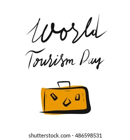 Hand drawn vector Illustration World Tourism Day.