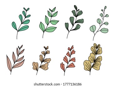 Set Leaves Vector Silhouette Stock Vector (Royalty Free) 1235084893