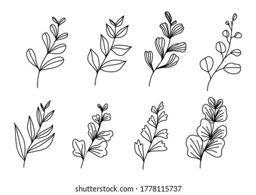 Ilustración vectorial dibujada a mano - una guirnalda de laurel. Para invitaciones a bodas, tarjetas de felicitación, citas, blogs, afiches y más.