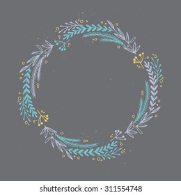 Hand drawn vector illustration - Wreath. Design element for invitations, greeting cards, quotes, blogs, posters and more. Perfect For Wedding Frames.