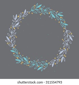Hand drawn vector illustration - Wreath. Design element for invitations, greeting cards, quotes, blogs, posters and more. Perfect For Wedding Frames.
