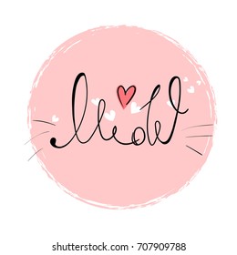 Hand Drawn Vector Illustration written words Lovely Cat, children print on t-shirt