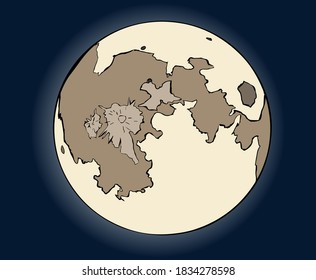 Ilustración vectorial dibujada a mano de luna llena amarilla