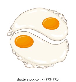 Hand drawn vector illustration with yin and yang eggs