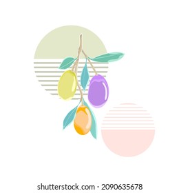 Hand drawn vector illustration,Olive vector.Design for package, card.Olive Vector background.