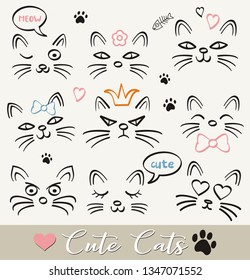 Hand drawn vector illustrations of Cats characters