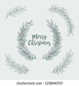 Hand drawn vector illustrations. Christmas set design elements. Perfect for invitations, greeting cards, quotes, textiles, blogs, prints, posters etc.
