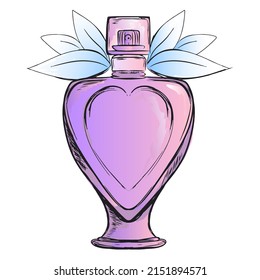 Hand drawn vector illustrations - french perfume. Outline design elements. Fashion sketch. Glass bottles with floral aroma. Perfect for invitation, greeting card, poster, print etc.