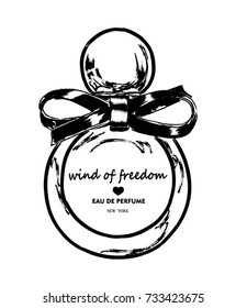 Hand drawn vector illustrations - french perfume. Outline design elements. Fashion sketch. Glass bottles with floral aroma. Perfect for invitation, greeting card, poster, print etc. 