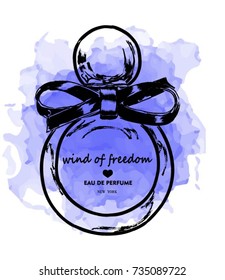 Hand drawn vector illustrations - french perfume. Outline design elements. Fashion sketch. Glass bottles with floral aroma. Perfect for invitation, greeting card, poster, print etc.