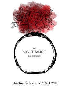 Hand drawn vector illustrations - french perfume. Outline design elements. Fashion sketch. Glass bottles with floral aroma. Perfect for invitation, greeting card, poster, print etc.