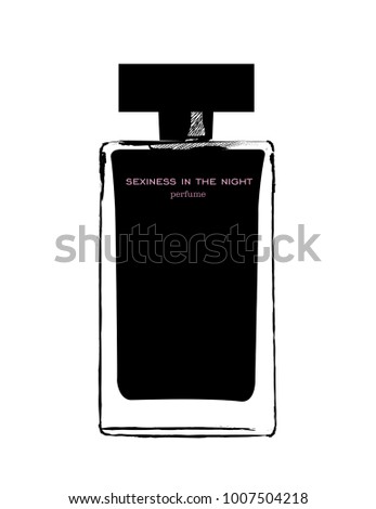 Hand drawn vector illustrations - french perfume. Outline design elements. Fashion sketch. Glass bottles with floral aroma. Perfect for invitation, greeting card, poster, print etc.