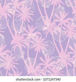 Hand drawn vector illustrations - seamless pattern of seashells. Marine background.