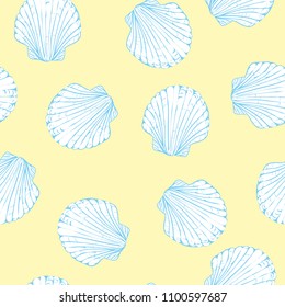 Hand drawn vector illustrations - seamless pattern of seashells. Marine background.