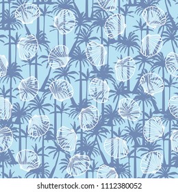 Hand drawn vector illustrations - seamless pattern of seashells. Marine background.