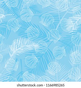Hand drawn vector illustrations - seamless pattern of seashells. Marine background.