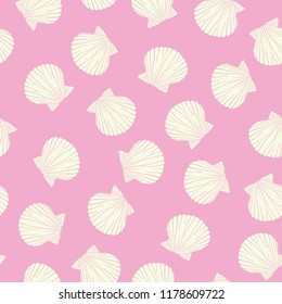 Hand drawn vector illustrations - seamless pattern of seashells. Marine background.