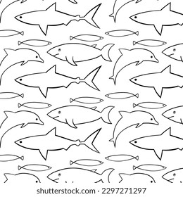 Hand drawn vector illustrations - seamless pattern of seashells. Marine background. Perfect for invitations, greeting cards, posters, prints, banners, flyers etc