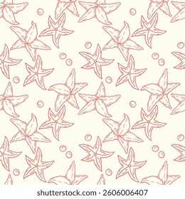 Hand drawn vector illustrations - seamless pattern of seashells. Marine background. Perfect for greetings, invitations, manufacture wrapping paper, textile and web design. Оcean pattern.