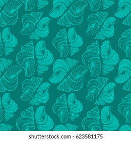 Hand drawn vector illustrations - seamless pattern of seashell. Marine background.