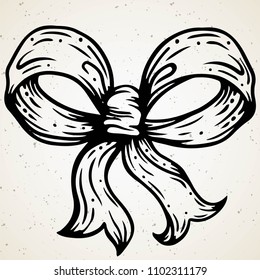 Hand drawn vector illustrations. Textile bow. Perfect for invitations, greeting cards, posters, prints. Illustration in sketch style