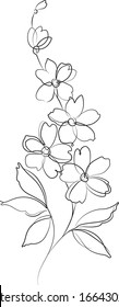 Frangipani Plumeria Flower One Line Drawing Stock Vector (Royalty Free