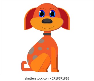 Hand drawn vector image of Cartoon Dog on white background. Isolate the image from background and use for children alphabet kearning book. Alphabet D learning picture. 