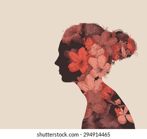 Hand drawn vector image in a double exposure style