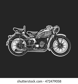 Hand drawn vector image of motorcycle icon.