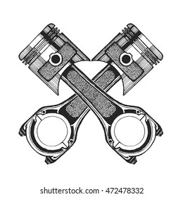 Hand drawn vector image of pistons