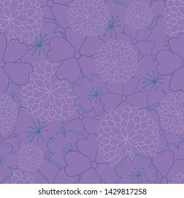 
Hand drawn vector image. Purple Flowers in a seamless pattern. Perfect for fabrics, gift wrap, notebooks, scrapbooking, and more.
