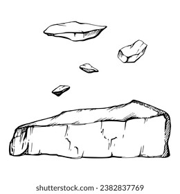 Hand drawn vector ink illustration. Parmesan edam emmental fontina gruyere cheese dairy product. Single object isolated on white. Design for restaurant, menu, cafe, food shop or package, flyer, print.