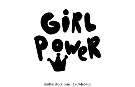 Hand drawn vector inscription. Girl power text isolated on white background. Template for banner, poster or print. Summer lettering collection